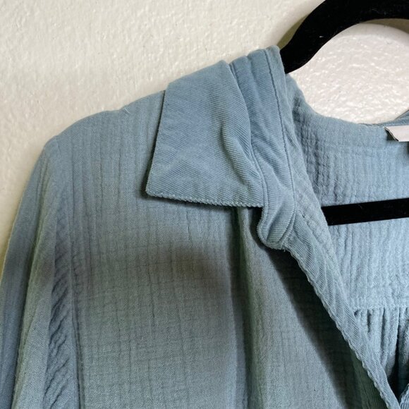 J. Jill Top Women's Textured Cotton Gauze Long Sleeves Coastal Blue Size 3X - Picture 5 of 11